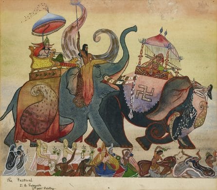 Jehangir Sabavala, The Festival, circa 1942, was offered at AstaGuru's Collectors Choice Modern Indian Art Auction in June 2021. Image courtesy of AstaGuru