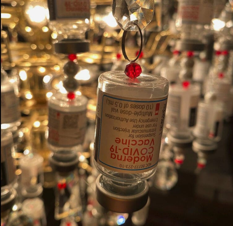 A Nurse Creates a Beautiful Chandelier from Empty Vaccine Vials