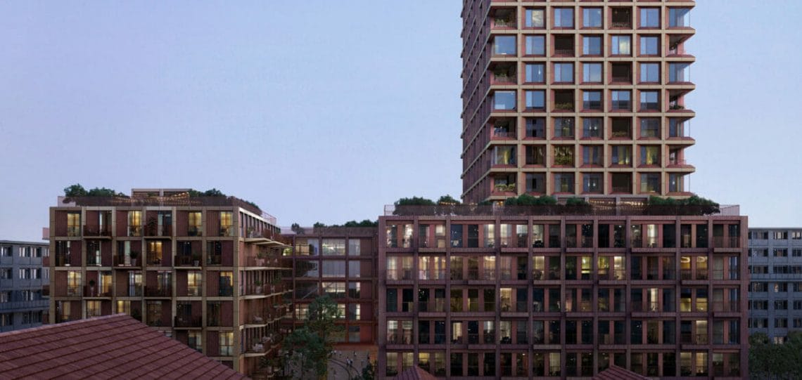 100-meter tall Residential Building Rocket&Tigerli by Schmidt Hammer Lassen Architects  uses a Timber Load Bearing Structure