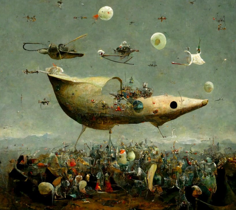 Artificial Intelligence paints Spaceships in the style of renowned Artists