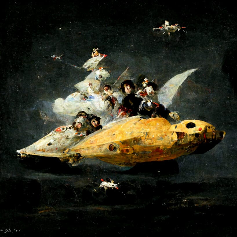 Artificial Intelligence paints Spaceships in the style of renowned Artists