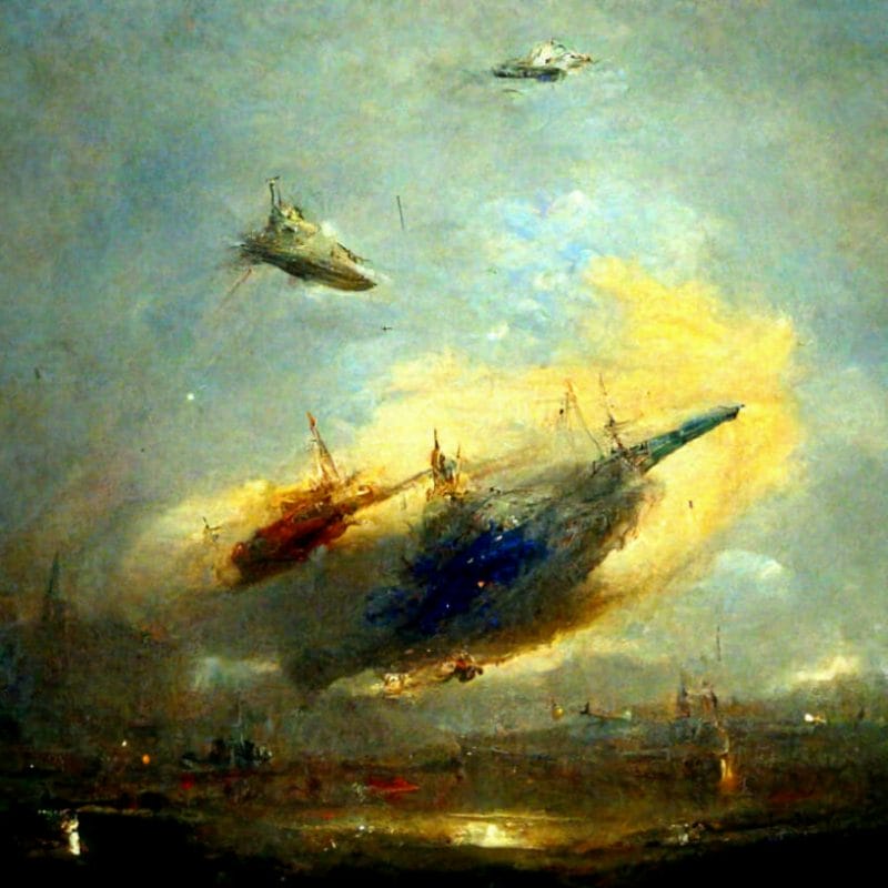 Artificial Intelligence paints Spaceships in the style of renowned Artists