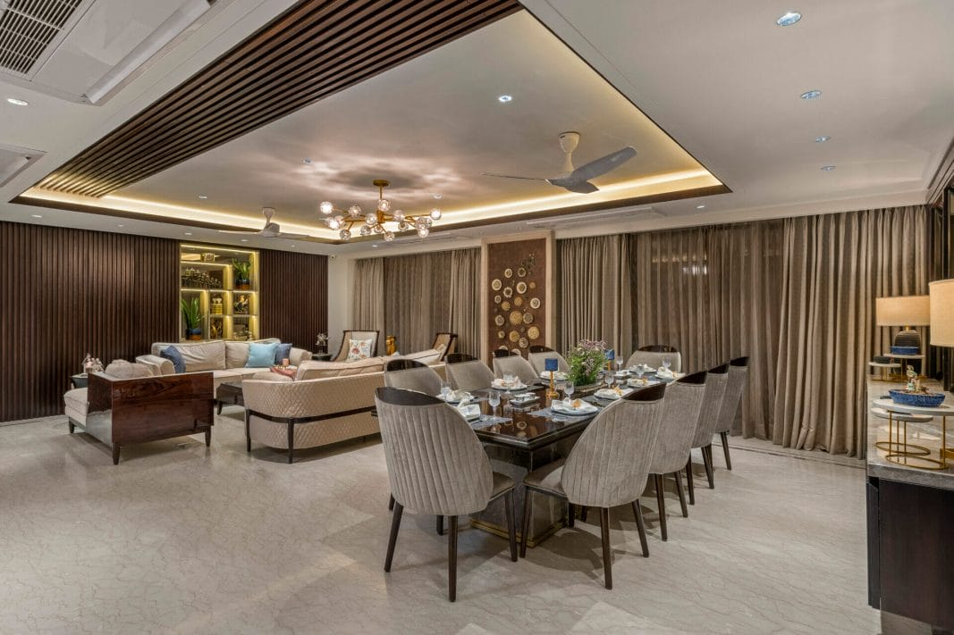 Wood amalgamating with mystical hues in this Gurugram home