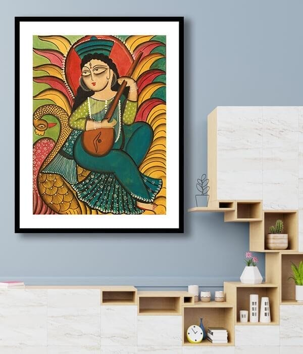 17 Must-Have Paintings as per Vastu to Bring Positive Energy to Your Living Room 9 Painting of Goddess Saraswati
